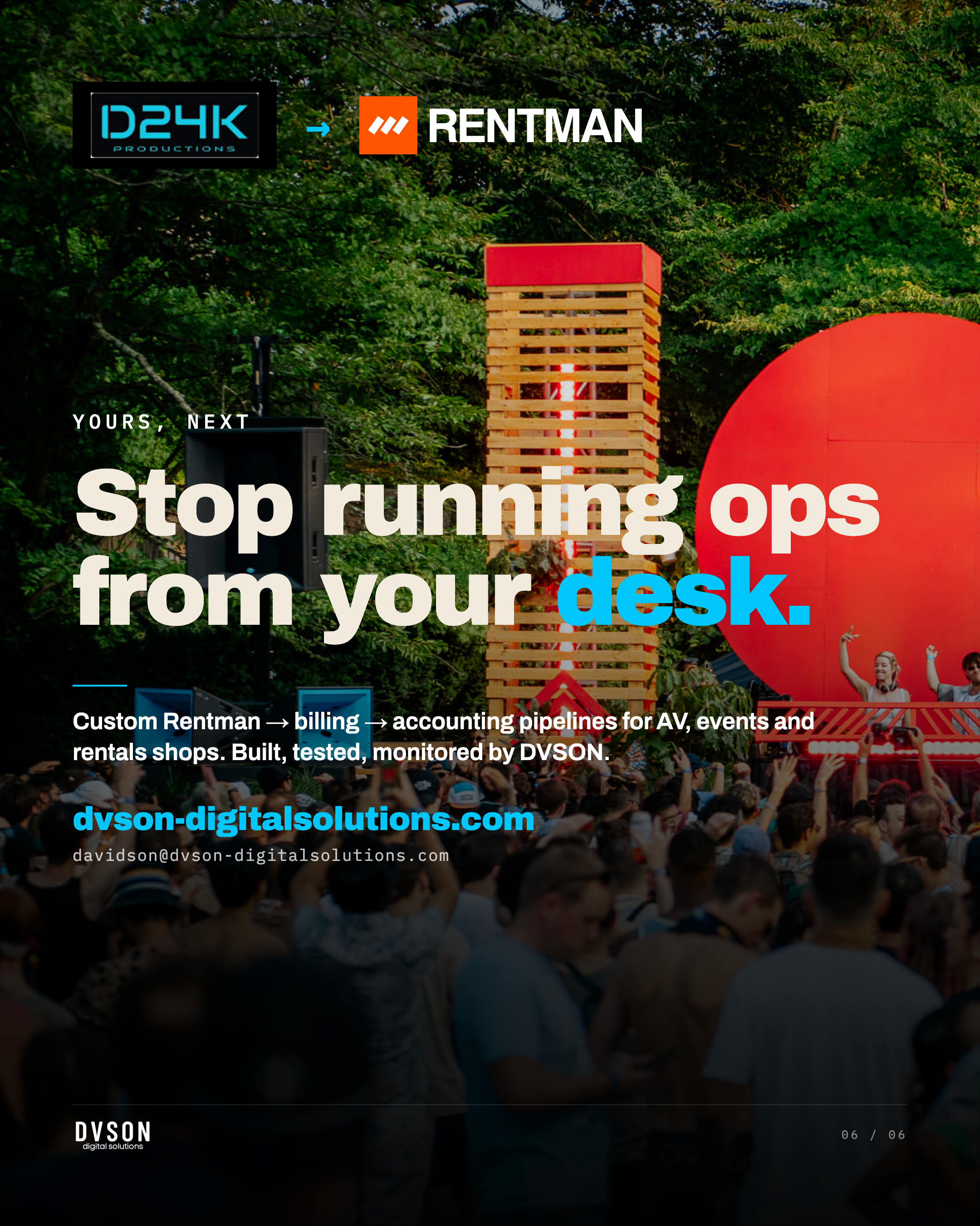 Slide 06: Yours, next — Stop running ops from your desk.